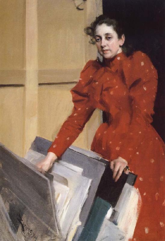 Anders Zorn Emma Zorn in the Paris Studio oil painting image
